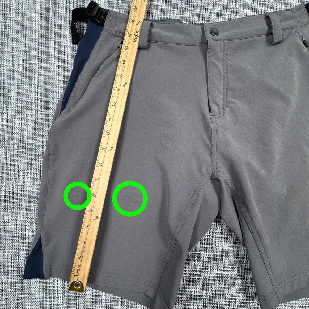 Club Ride Cycling Shorts Mens Large Gray Navy Stretch Adjustable Waist Pockets